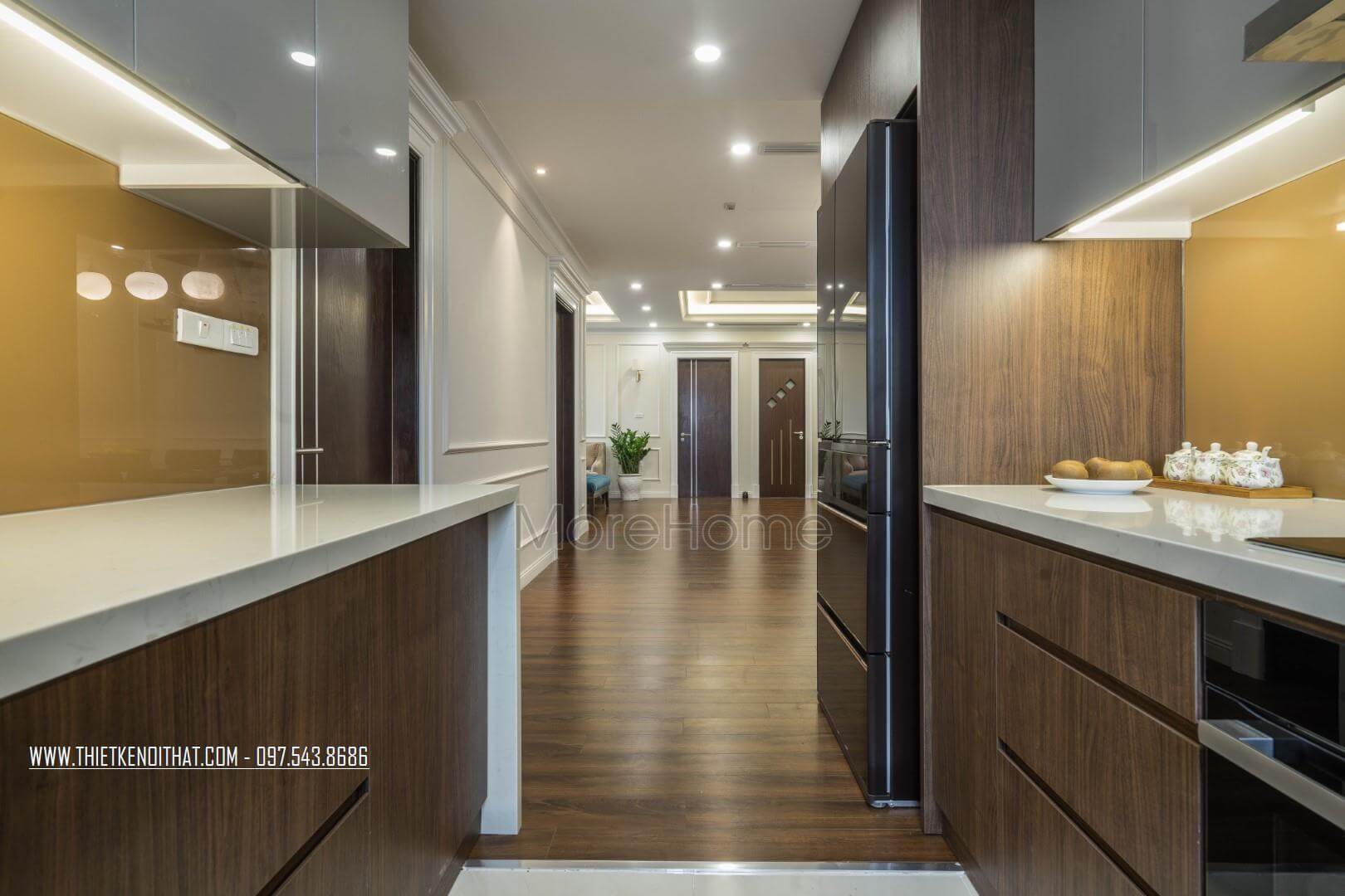 Tủ bếp hiện đại âm tường giúp tiết kiệm không gian sử dụng của phòng bếp  Tủ bếp đẹp, sang trọng và đẳng cấp