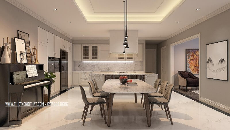 Thiết kế nội thất phòng ăn chung cư với phong cách hiện đại, ưa nhìn Mẫu nội thất chung cư hiện đại