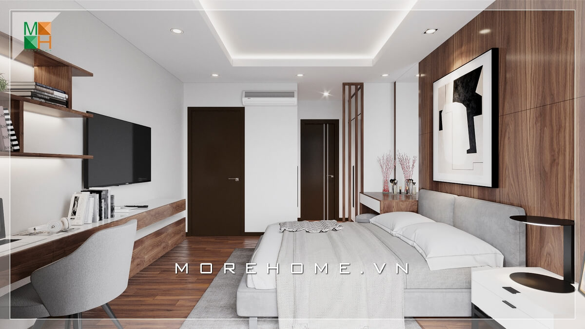 Chiêm ngưỡng mẫu thiết kế không gian phòng ngủ chung cư, nhà phố, biệt thự rất tiện nghi và sang trọng. Cách bày trí nội thất phòng ngủ hiện đại và khoa học. Mẫu nội thất chung cư hiện đại