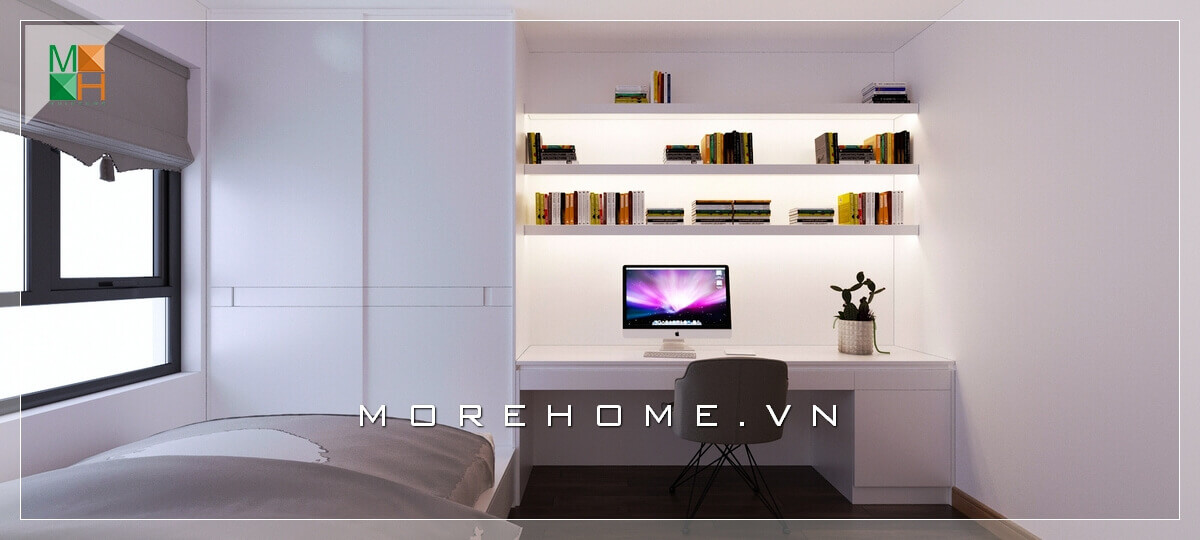 Căn phòng ngủ chung cư đơn giản với phong cách hiện đại, trẻ trung, thiết kế nội thất tối giản giúp tạo cảm giác thoải mái và không bị rườm rà. Mẫu nội thất chung cư hiện đại