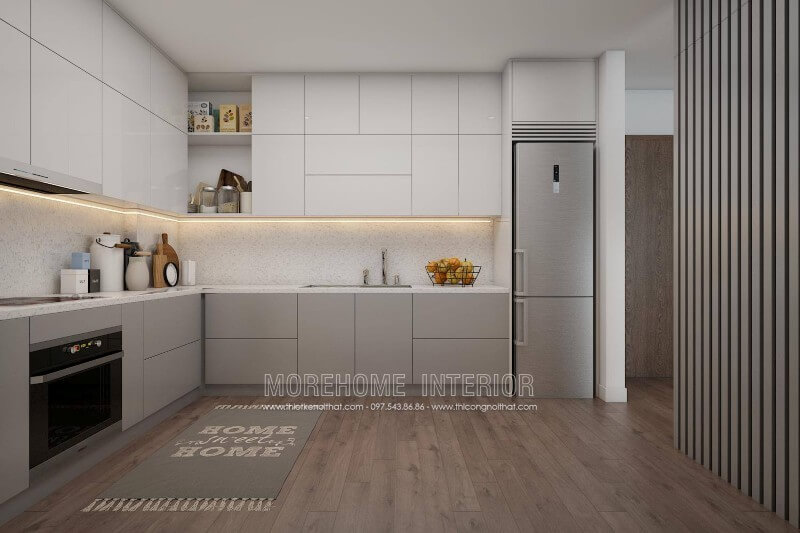 Thiết kế phòng bếp chung cư đơn giản, đẹp mắt Thiết kế nội thất phòng bếp