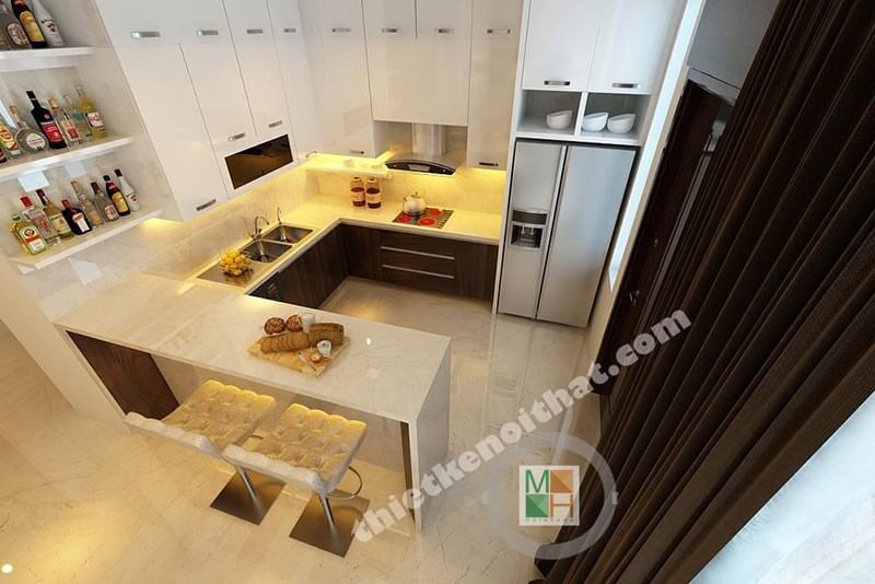 Thiết kế nội thất phòng bếp hiện đại với hệ thống thiết bị bếp tiện nghi cho người nội trợ Thiết kế nội thất phòng bếp