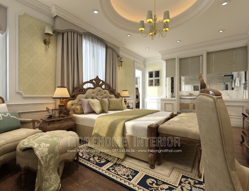 Giường ngủ biệt thự tân cổ điển Giường ngủ biệt thự tân cổ điển