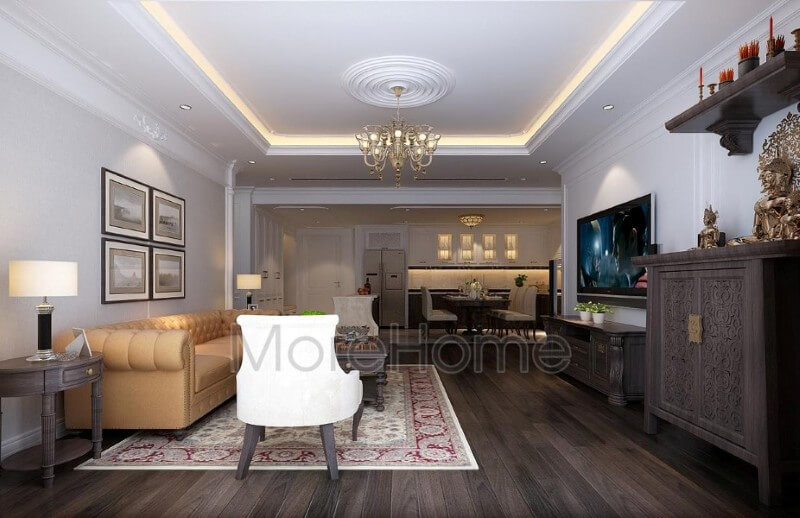 Nội thất phòng khách chung cư ấn tượng và nổi bật hơn với những món đồ nội thất gỗ tự nhiên Mẫu nội thất chung cư đẹp