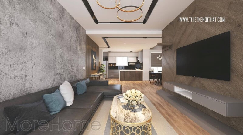 Thiết kế nội thất phòng khách với gam màu tối sang trọng và hiện đại Mẫu nội thất chung cư đẹp