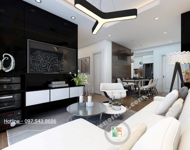 Thiết kế phòng khách chung cư phong cách trẻ trung