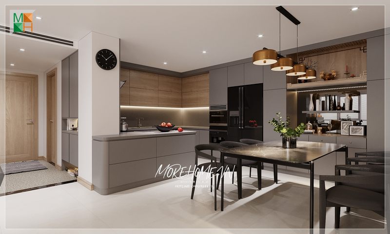 Bộ bàn ăn mặt đá đẹp sang trọng góp phần tạo nên không khí gia đình đoàn tụ ấm áp và hạnh phúc.