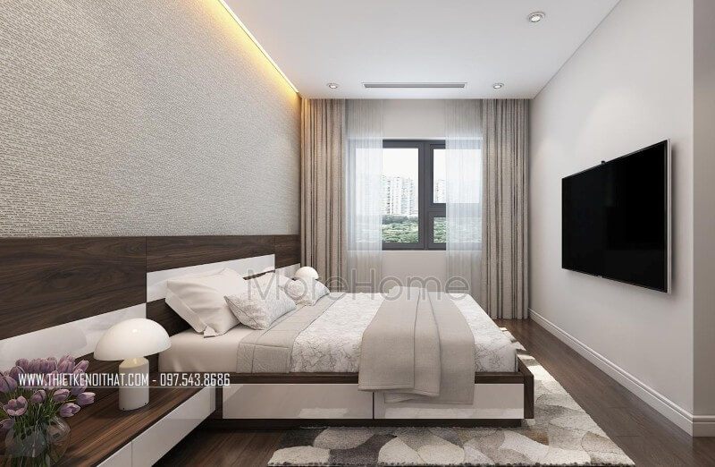 Thiết kế nội thất phòng ngủ chung cư đơn giản và tiện nghi