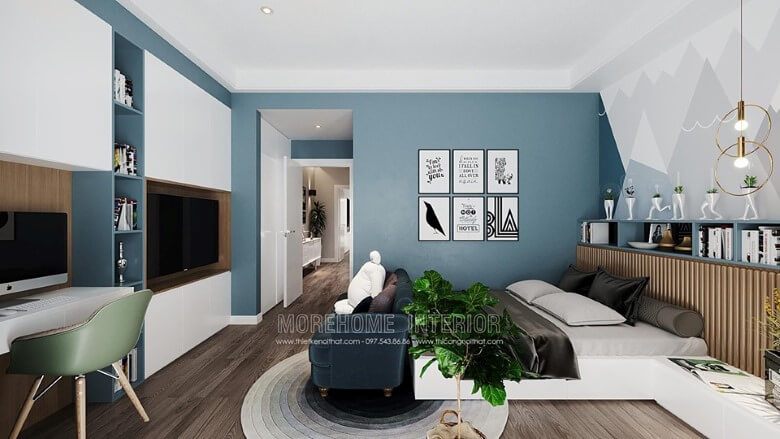 Trang trí nội thất phòng ngủ đẹp cho bé trai, bé gái với mẫu giường ngủ trẻ em gỗ công nghiệp phong cách hiện đại với gam màu trắng tinh tế mà nhẹ nhàng.