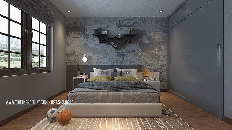 Mẫu giường ngủ gỗ bệt hiện đại bọc vải kèm tạp cho phòng ngủ nhà phốbiệt thự