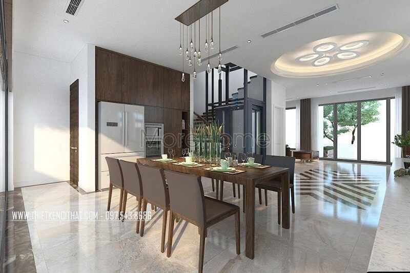 Mẫu bàn ăn cao cấp dành cho gia chủ biệt thư được làm từ gỗ tự nhiên.