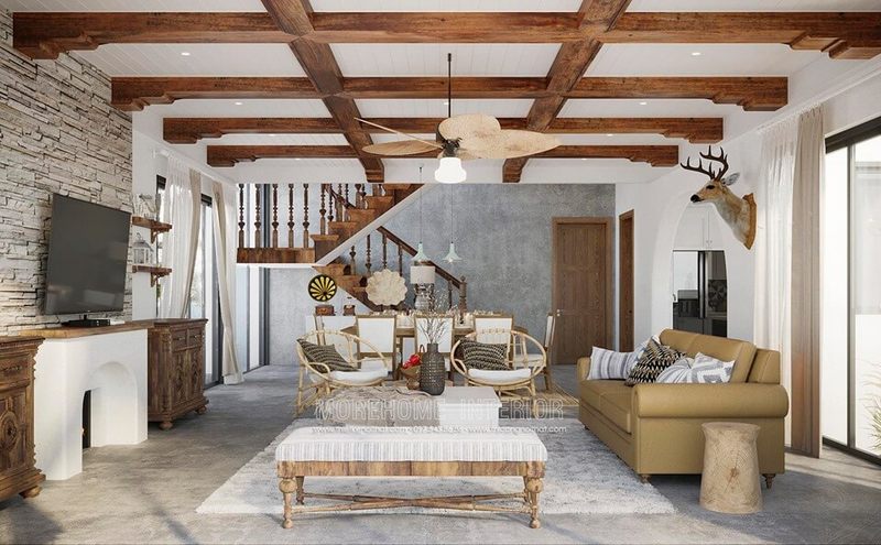 Mẫu thiết kế nội thất cho biệt thự chùa thầy có phong cách địa trung hải.