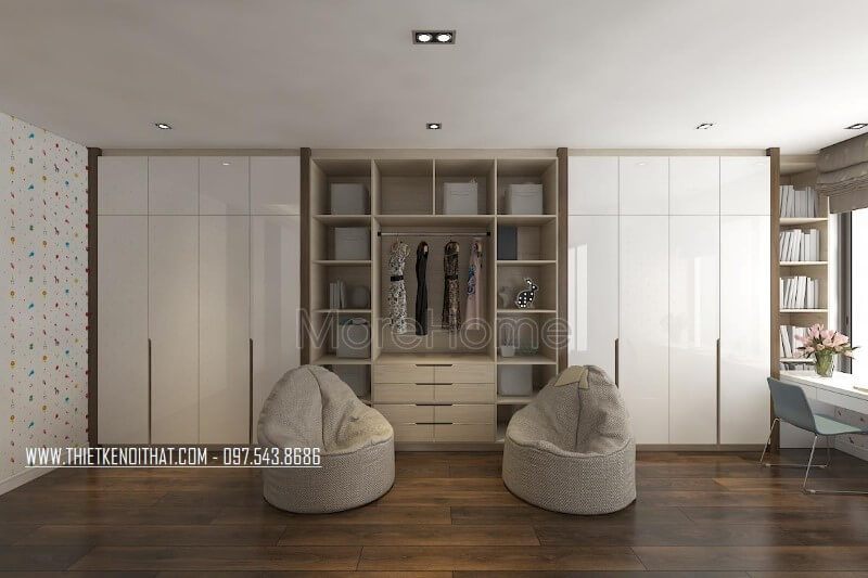 Trần thạch cao phẳng đã tạo nên một phòng ngủ hiện đại và đẹp cho nhà phố.