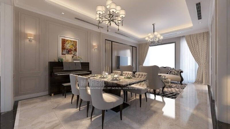 ăn
Bàn ăn tân cổ điển được thiết kế bằng gỗ tự nhiên cao cấp, mang lại sự rộng rãi và bền chắc cho khi sử dụng bữa ăn.